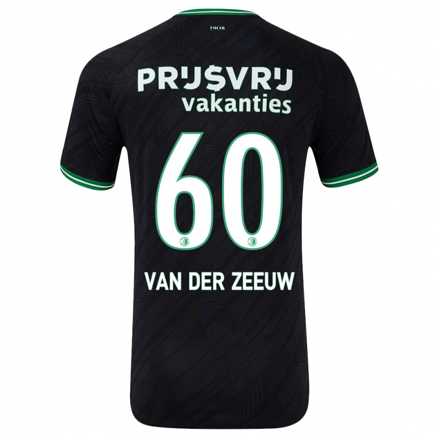 Kids Football Twan Van Der Zeeuw #60 Black Green Away Jersey 2024/25 T-Shirt