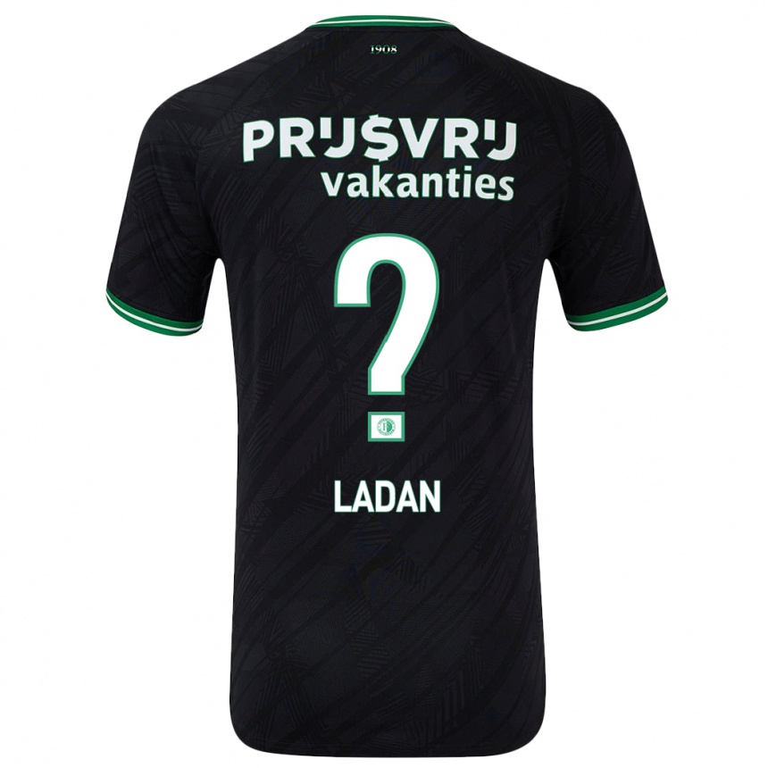 Kids Football Delano Ladan #0 Black Green Away Jersey 2024/25 T-Shirt