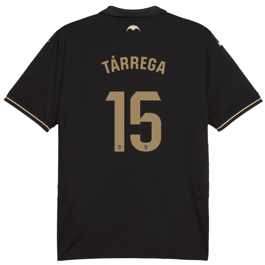 Kids Football César Tárrega #15 Black Away Jersey 2024/25 T-Shirt