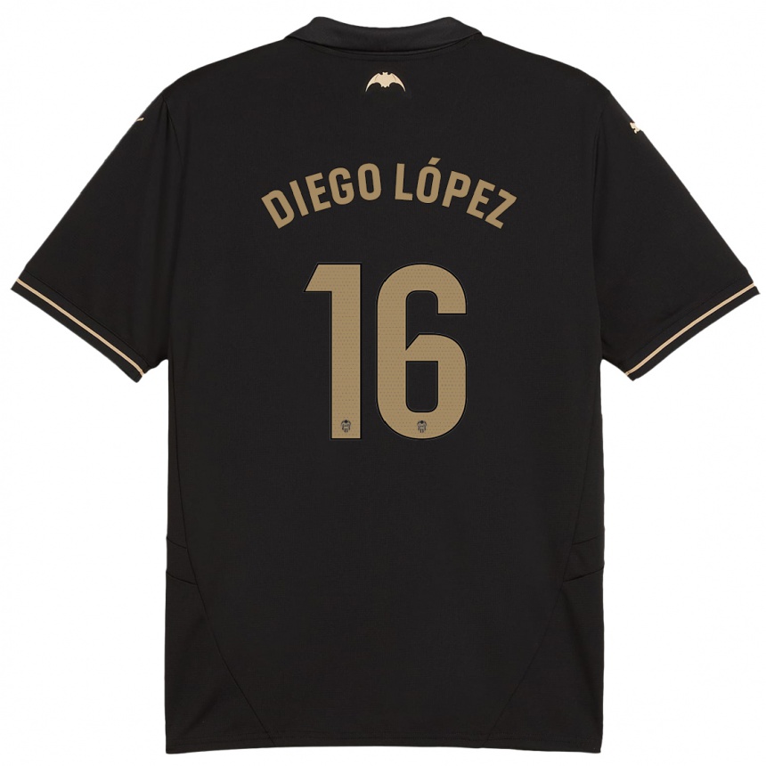 Kids Football Diego López #16 Black Away Jersey 2024/25 T-Shirt