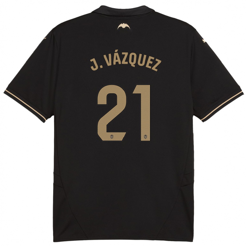 Kids Football Jesús Vázquez #21 Black Away Jersey 2024/25 T-Shirt