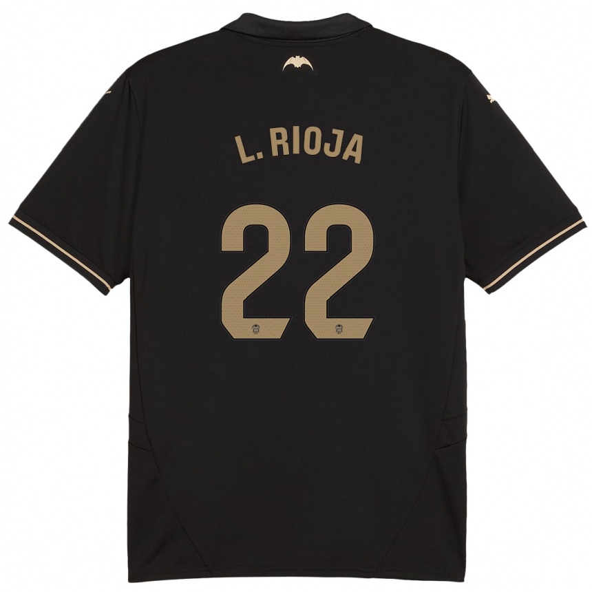 Kids Football Luis Rioja #22 Black Away Jersey 2024/25 T-Shirt