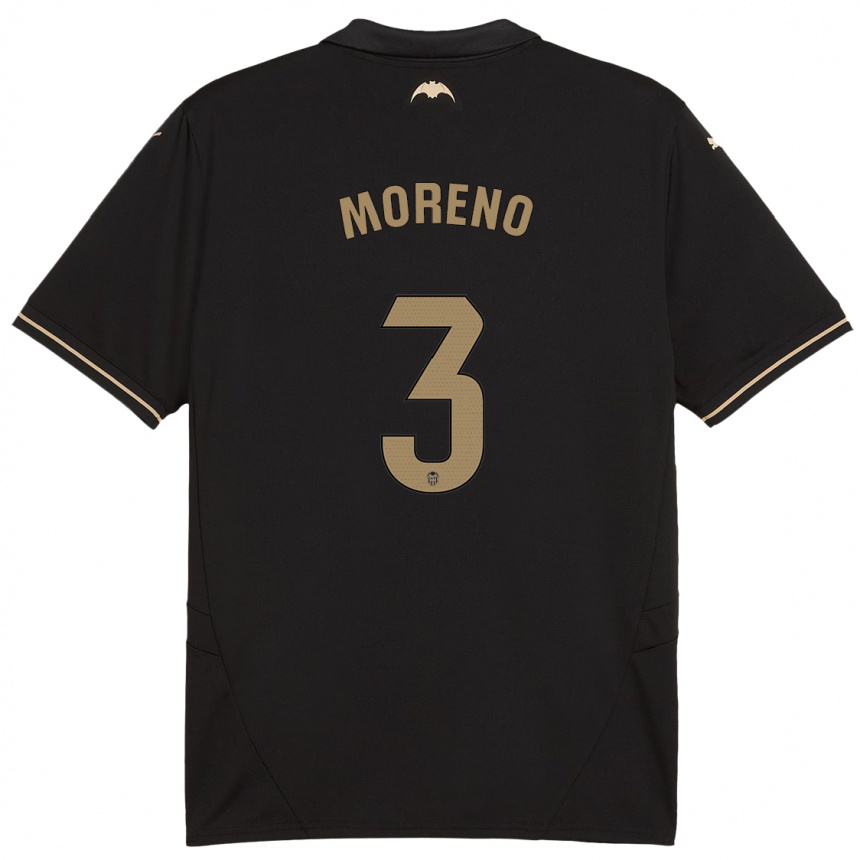 Kids Football Diego Moreno #3 Black Away Jersey 2024/25 T-Shirt