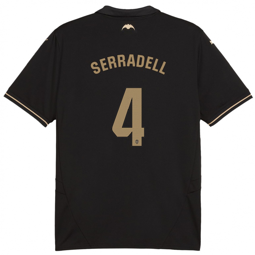 Kids Football Álex Serradell #4 Black Away Jersey 2024/25 T-Shirt