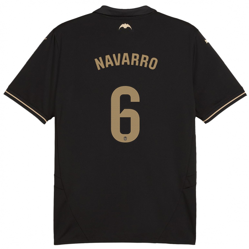 Kids Football Javi Navarro #6 Black Away Jersey 2024/25 T-Shirt