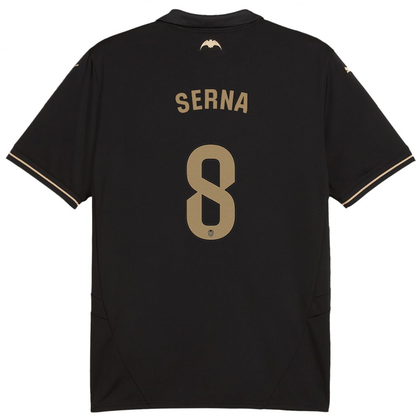 Kids Football Liced Serna #8 Black Away Jersey 2024/25 T-Shirt