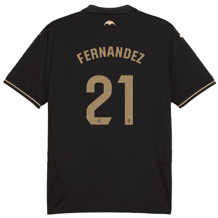 Kids Football Estela Fernández #21 Black Away Jersey 2024/25 T-Shirt