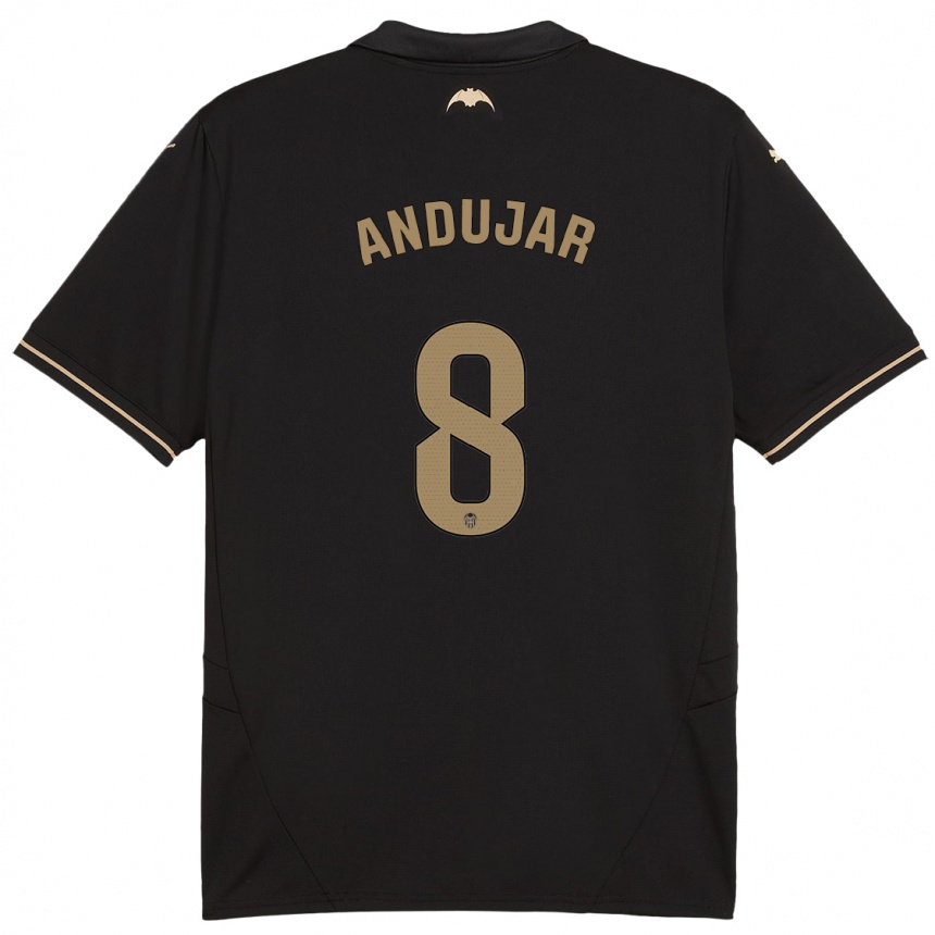 Kids Football Candela Andujar #8 Black Away Jersey 2024/25 T-Shirt