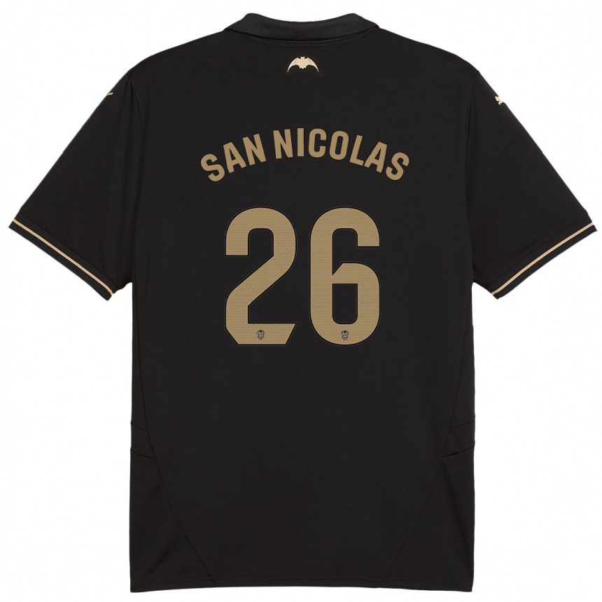 Kids Football Olga San Nicolas #26 Black Away Jersey 2024/25 T-Shirt