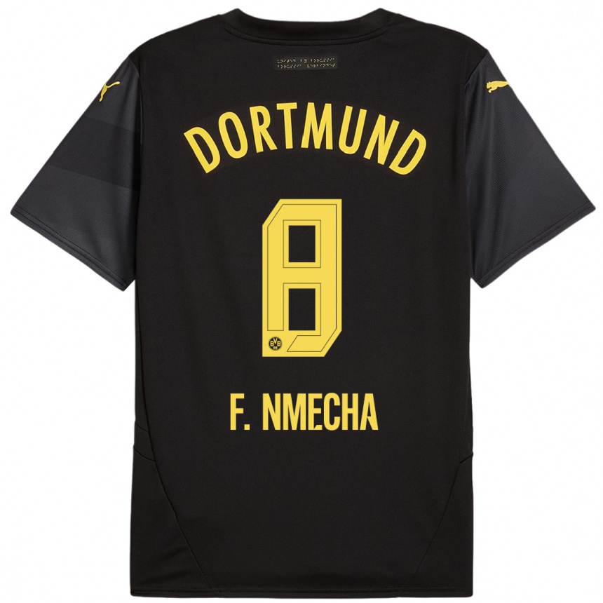 Kids Football Felix Nmecha #8 Black Yellow Away Jersey 2024/25 T-Shirt