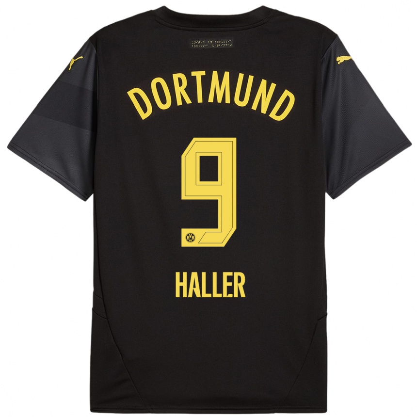 Kids Football Sebastien Haller #9 Black Yellow Away Jersey 2024/25 T-Shirt