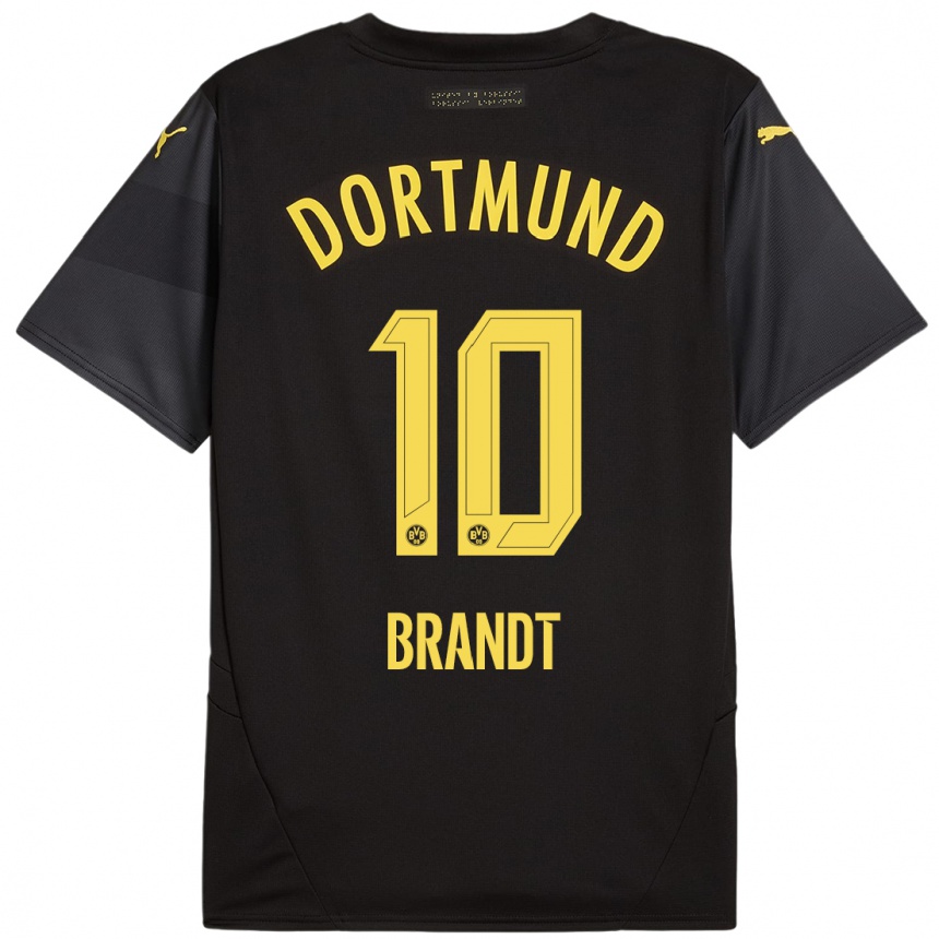 Kids Football Julian Brandt #10 Black Yellow Away Jersey 2024/25 T-Shirt