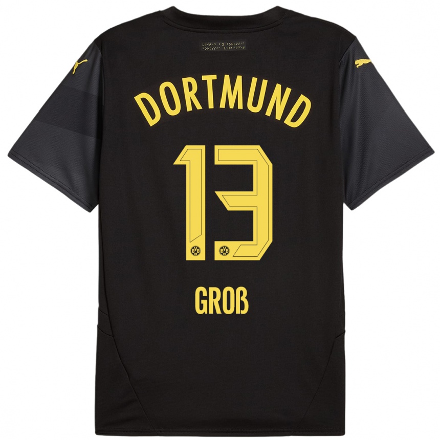 Kids Football Pascal Groß #13 Black Yellow Away Jersey 2024/25 T-Shirt