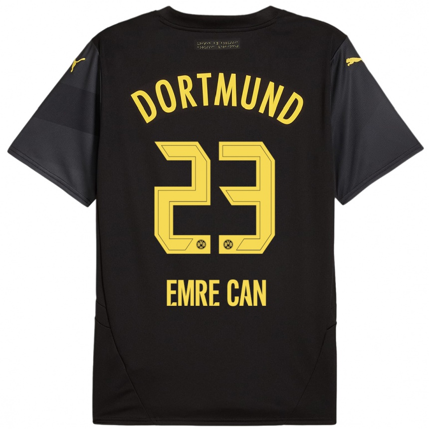 Kids Football Emre Can #23 Black Yellow Away Jersey 2024/25 T-Shirt