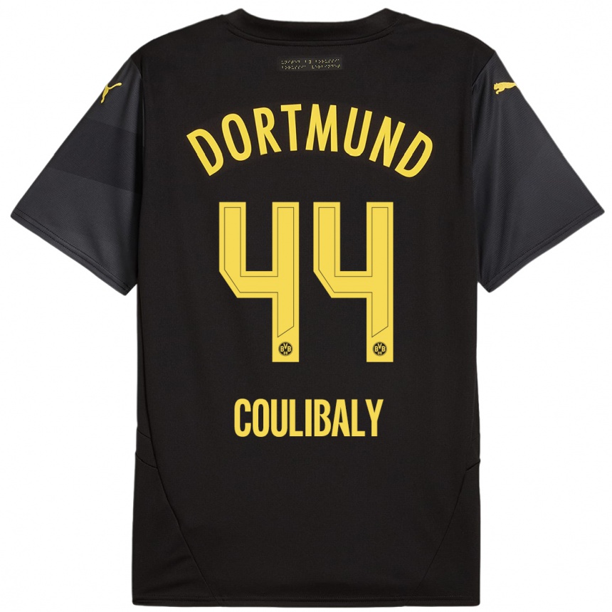 Kids Football Soumaila Coulibaly #44 Black Yellow Away Jersey 2024/25 T-Shirt