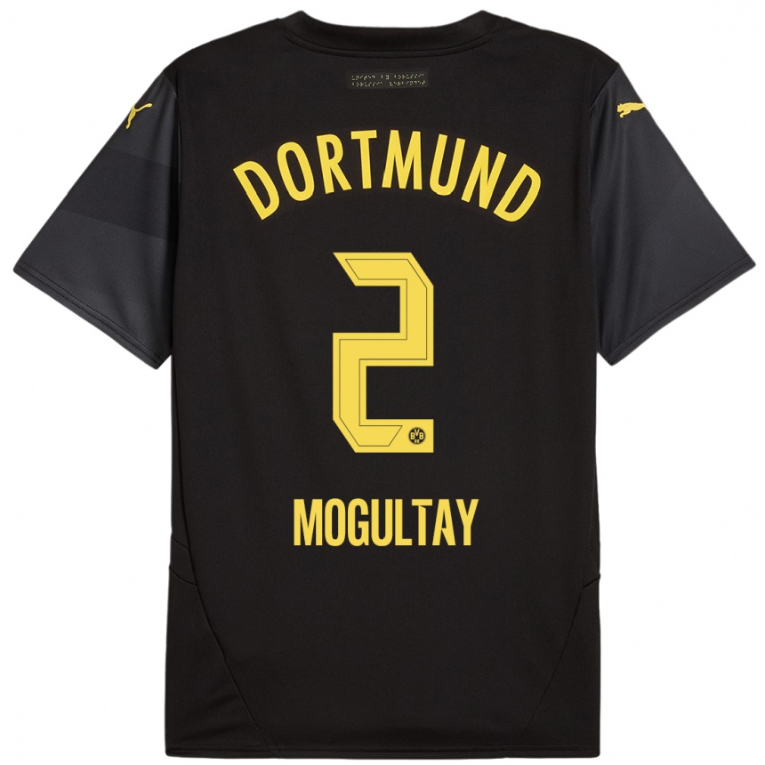 Kids Football Baran Mogultay #2 Black Yellow Away Jersey 2024/25 T-Shirt