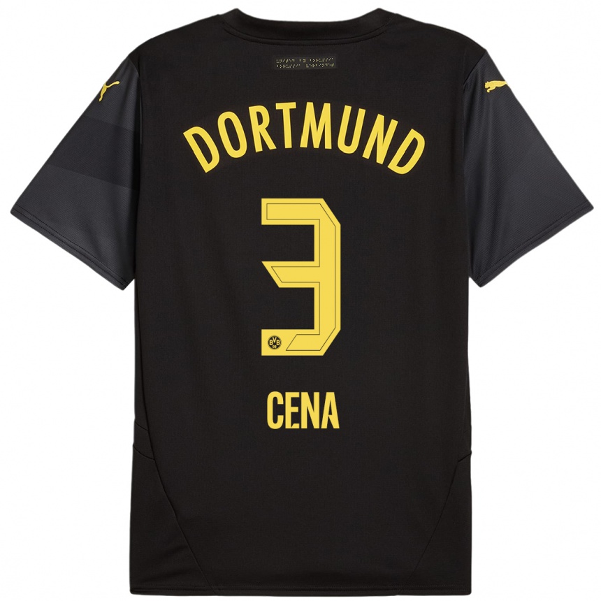 Kids Football Valon Cena #3 Black Yellow Away Jersey 2024/25 T-Shirt