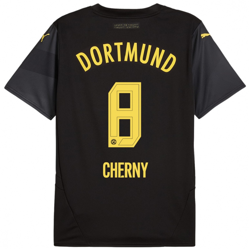 Kids Football Nick Cherny #8 Black Yellow Away Jersey 2024/25 T-Shirt