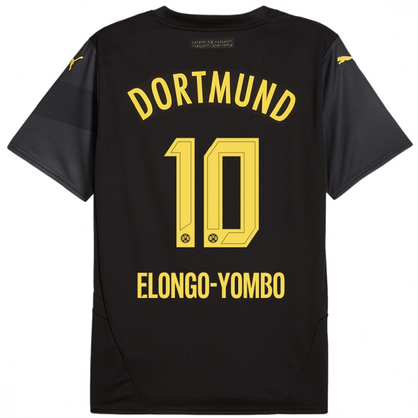 Kids Football Rodney Elongo-Yombo #10 Black Yellow Away Jersey 2024/25 T-Shirt