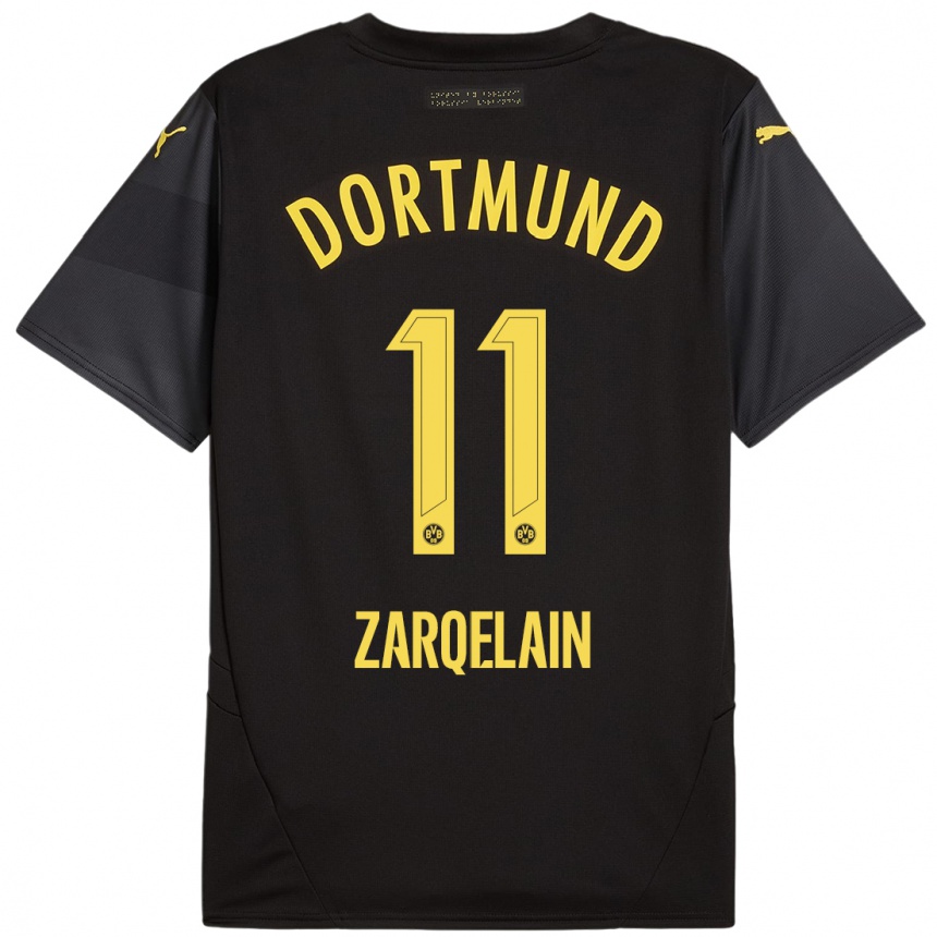 Kids Football Fadi Zarqelain #11 Black Yellow Away Jersey 2024/25 T-Shirt