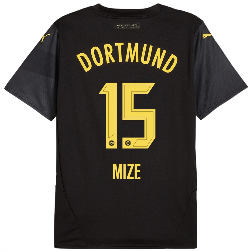 Kids Football Jack Mize #15 Black Yellow Away Jersey 2024/25 T-Shirt