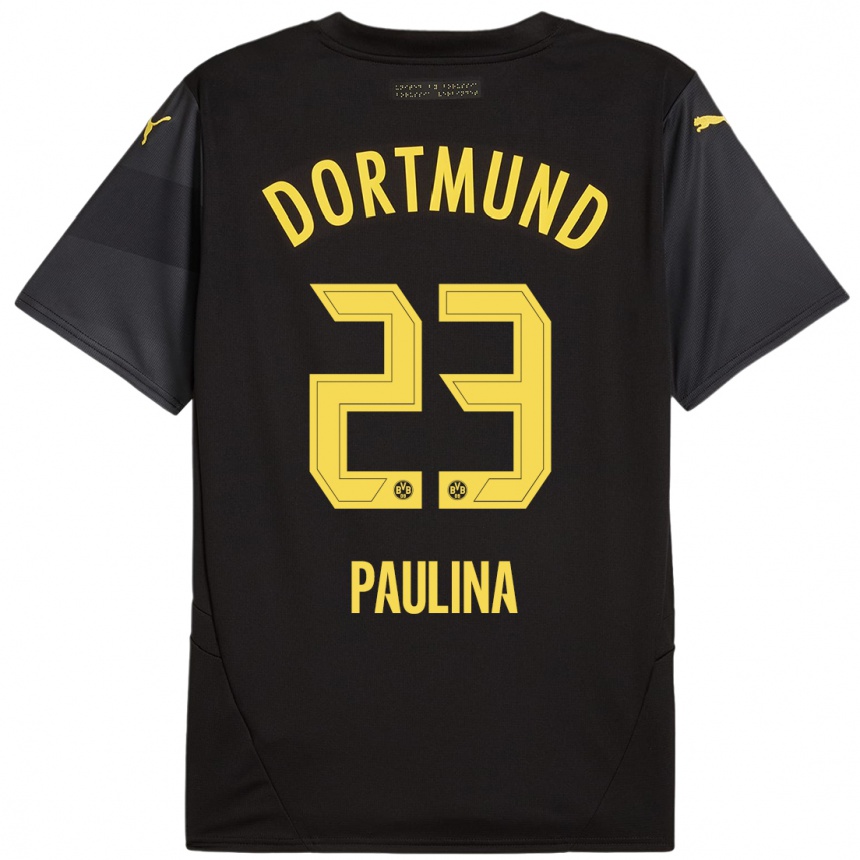 Kids Football Jordi Paulina #23 Black Yellow Away Jersey 2024/25 T-Shirt