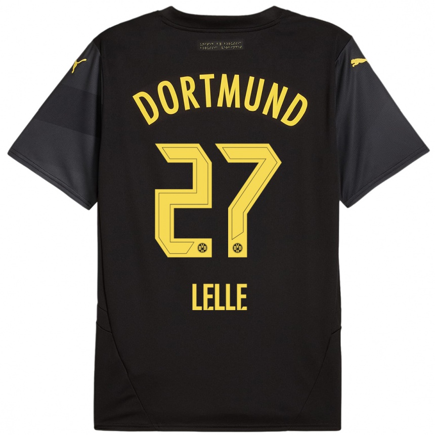 Kids Football David Lelle #27 Black Yellow Away Jersey 2024/25 T-Shirt