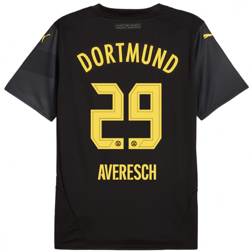 Kids Football Noah Averesch #29 Black Yellow Away Jersey 2024/25 T-Shirt