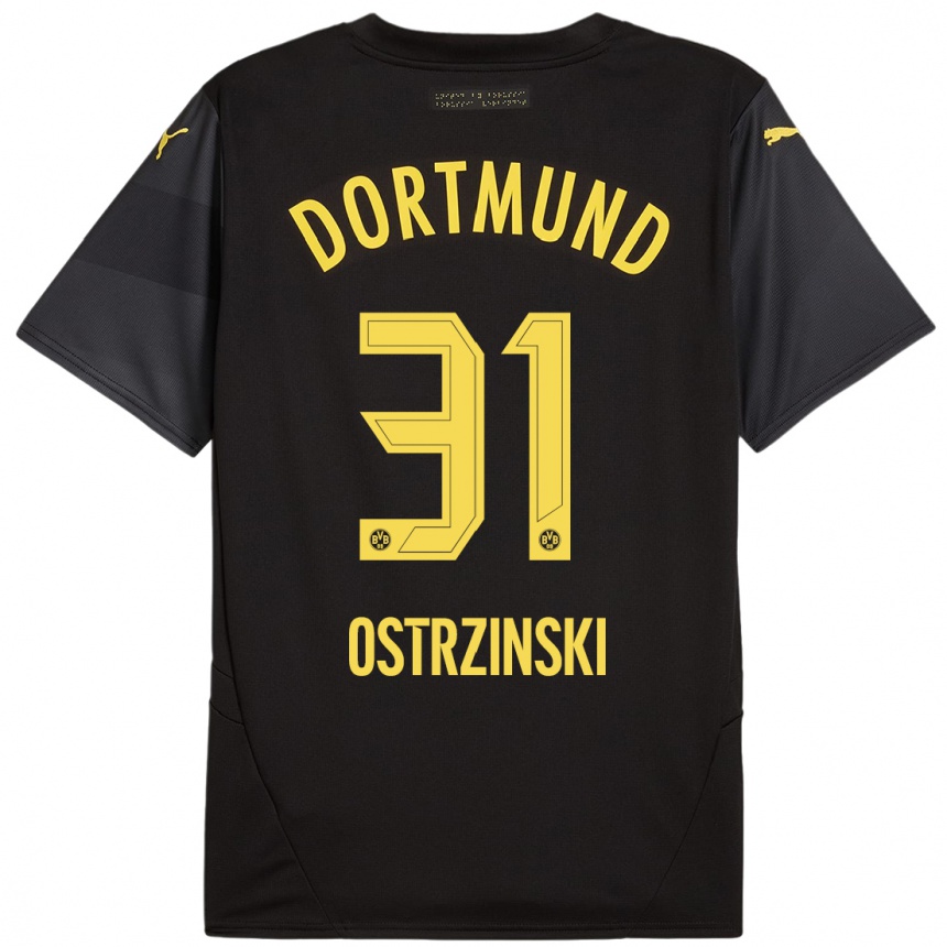 Kids Football Silas Ostrzinski #31 Black Yellow Away Jersey 2024/25 T-Shirt