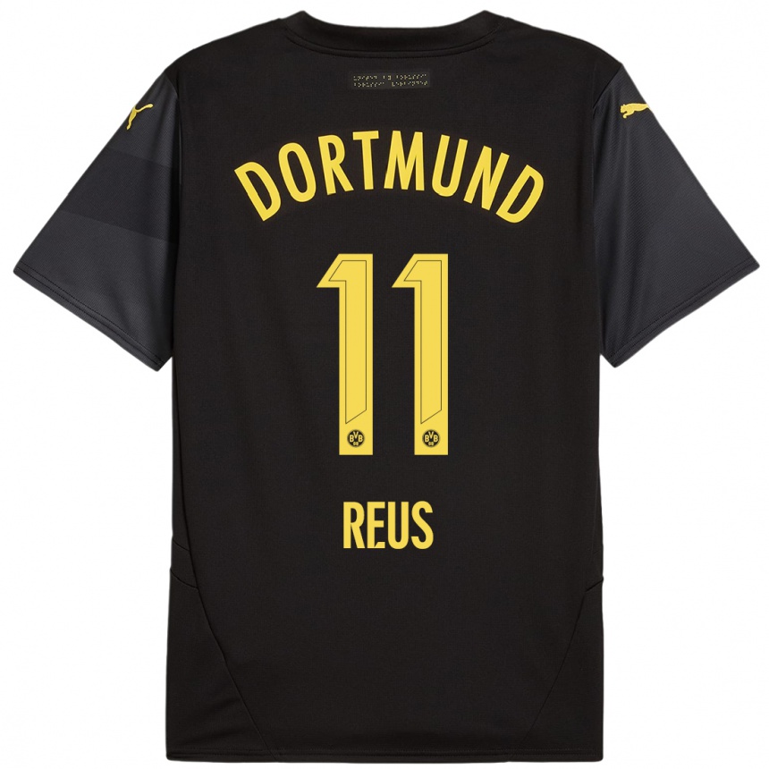 Kids Football Marco Reus #11 Black Yellow Away Jersey 2024/25 T-Shirt