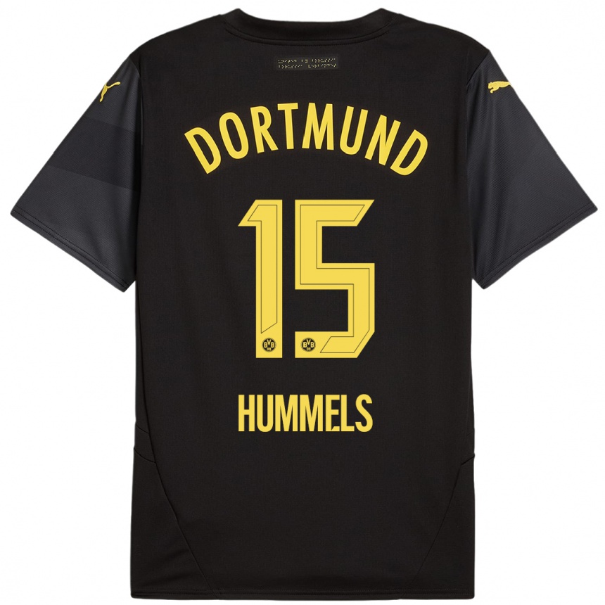 Kids Football Mats Hummels #15 Black Yellow Away Jersey 2024/25 T-Shirt