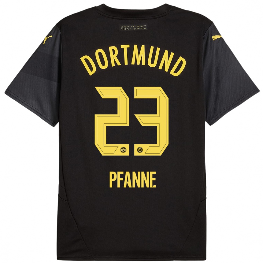 Kids Football Franz Pfanne #23 Black Yellow Away Jersey 2024/25 T-Shirt