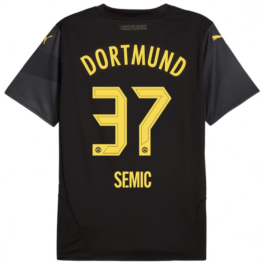 Kids Football Lion Semic #37 Black Yellow Away Jersey 2024/25 T-Shirt