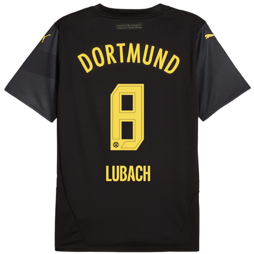 Kids Football Rafael Lubach #8 Black Yellow Away Jersey 2024/25 T-Shirt