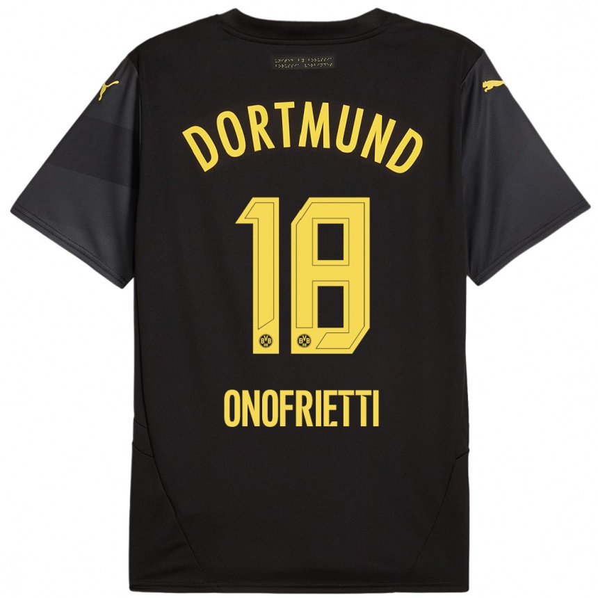 Kids Football Vincenzo Onofrietti #18 Black Yellow Away Jersey 2024/25 T-Shirt