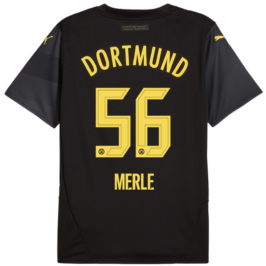 Kids Football Albers Merle #56 Black Yellow Away Jersey 2024/25 T-Shirt