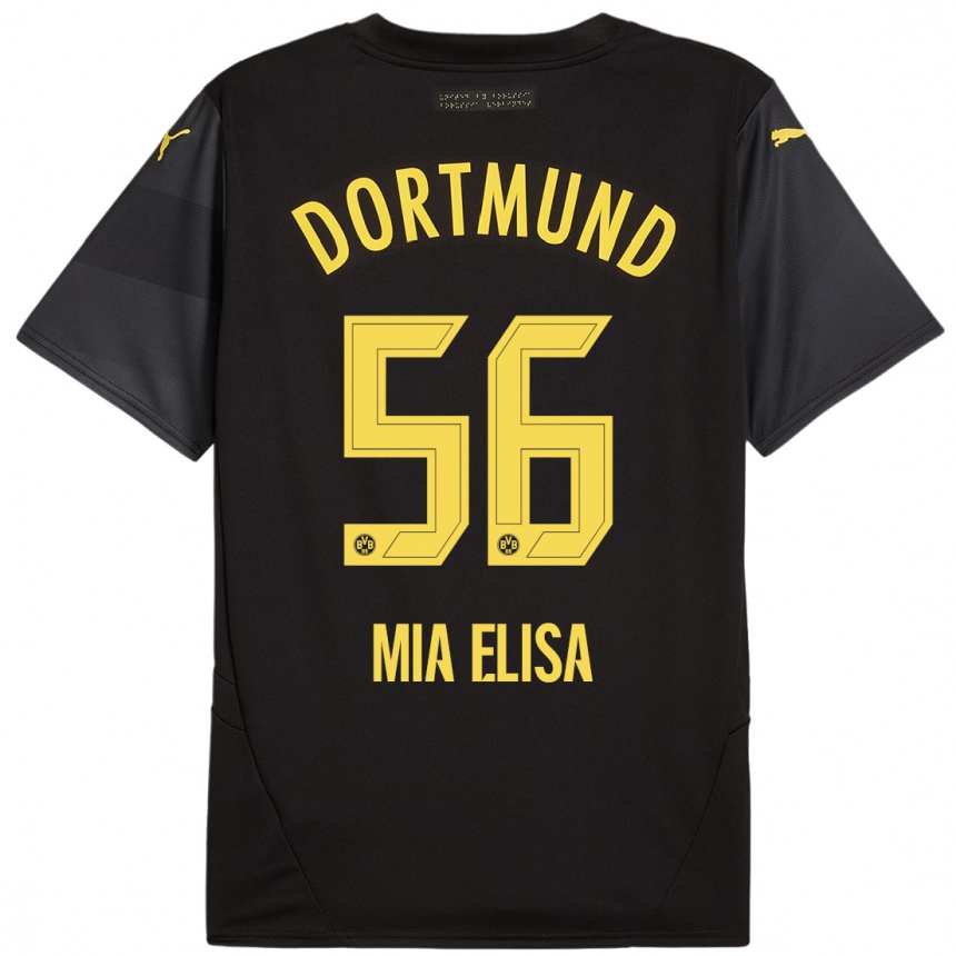 Kids Football Bomnuter Mia Elisa #56 Black Yellow Away Jersey 2024/25 T-Shirt