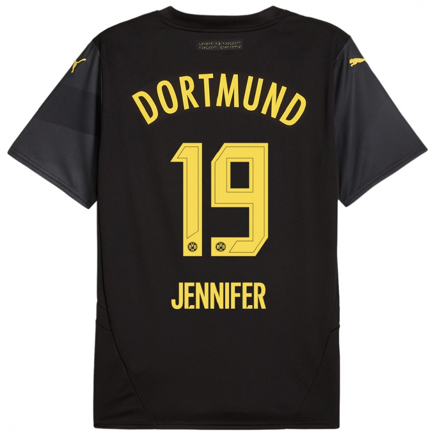 Kids Football Gutierrez Bermejo Jennifer #19 Black Yellow Away Jersey 2024/25 T-Shirt