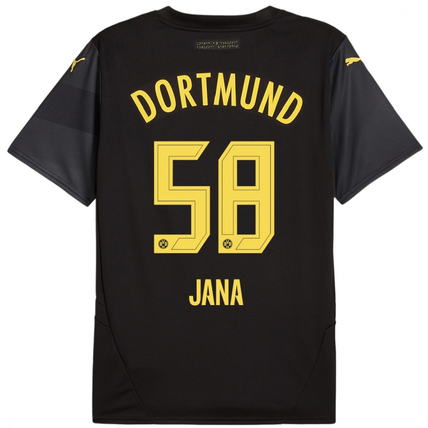 Kids Football Nordberg Jana #58 Black Yellow Away Jersey 2024/25 T-Shirt