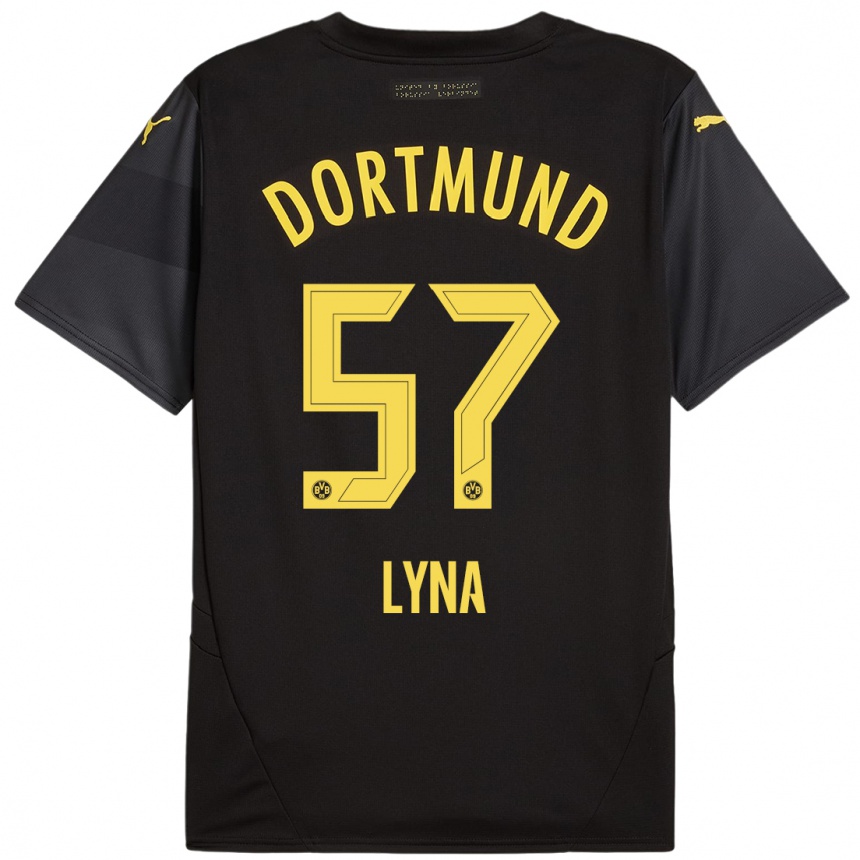 Kids Football Schwarz Lyna #57 Black Yellow Away Jersey 2024/25 T-Shirt