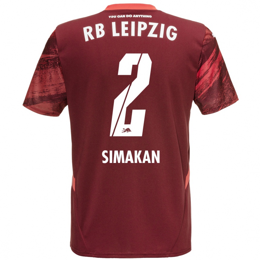 Kids Football Mohamed Simakan #2 Burgundy Away Jersey 2024/25 T-Shirt