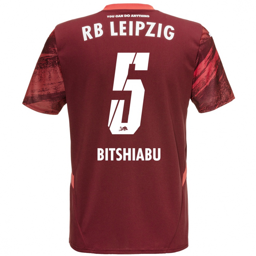 Kids Football El Chadaille Bitshiabu #5 Burgundy Away Jersey 2024/25 T-Shirt