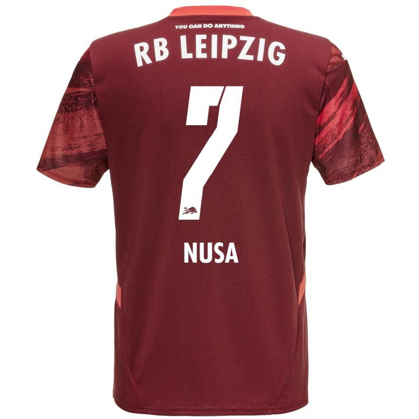 Kids Football Antonio Nusa #7 Burgundy Away Jersey 2024/25 T-Shirt