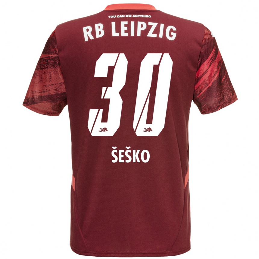 Kids Football Benjamin Sesko #30 Burgundy Away Jersey 2024/25 T-Shirt