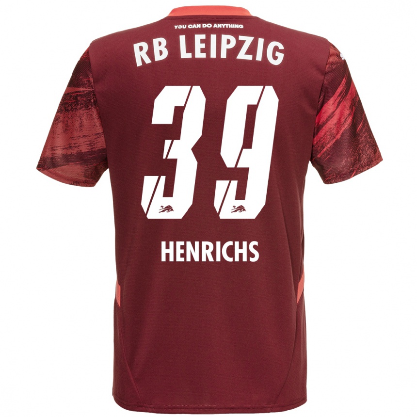 Kids Football Benjamin Henrichs #39 Burgundy Away Jersey 2024/25 T-Shirt