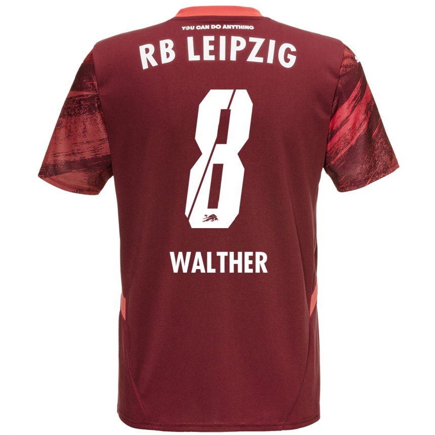 Kids Football Kofi Walther #8 Burgundy Away Jersey 2024/25 T-Shirt