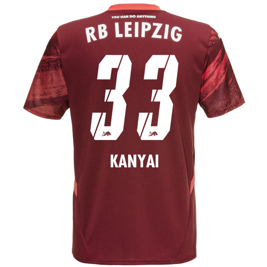 Kids Football Janos Kanyai #33 Burgundy Away Jersey 2024/25 T-Shirt