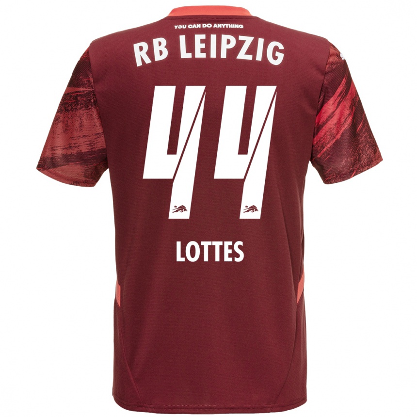 Kids Football Benjamin Lottes #44 Burgundy Away Jersey 2024/25 T-Shirt