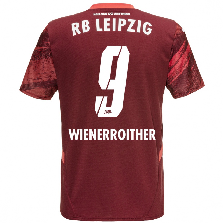 Kids Football Katja Wienerroither #9 Burgundy Away Jersey 2024/25 T-Shirt