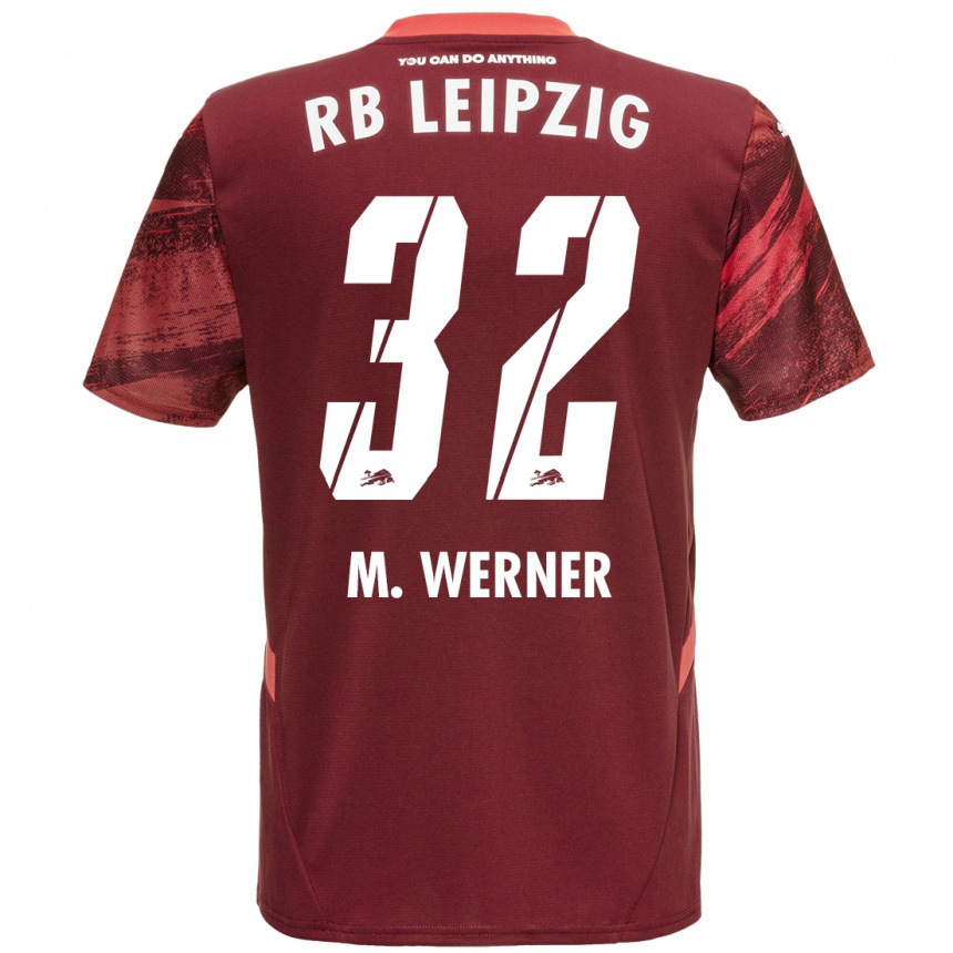 Kids Football Mia Werner #32 Burgundy Away Jersey 2024/25 T-Shirt